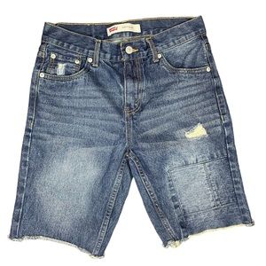 Levi’s 511 slim blue distressed jean shorts size 28”